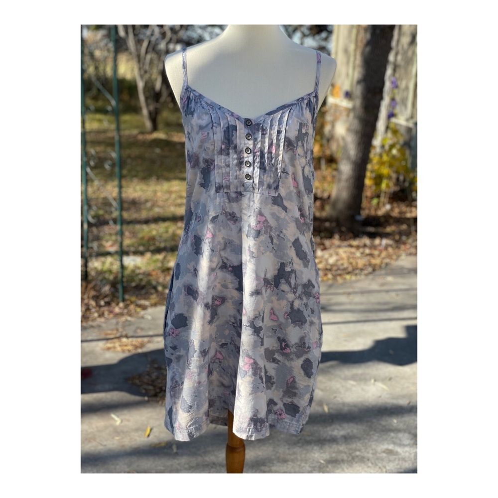 DKNY Jeans Watercolor Shift Dress XL Spaghetti Straps Pockets